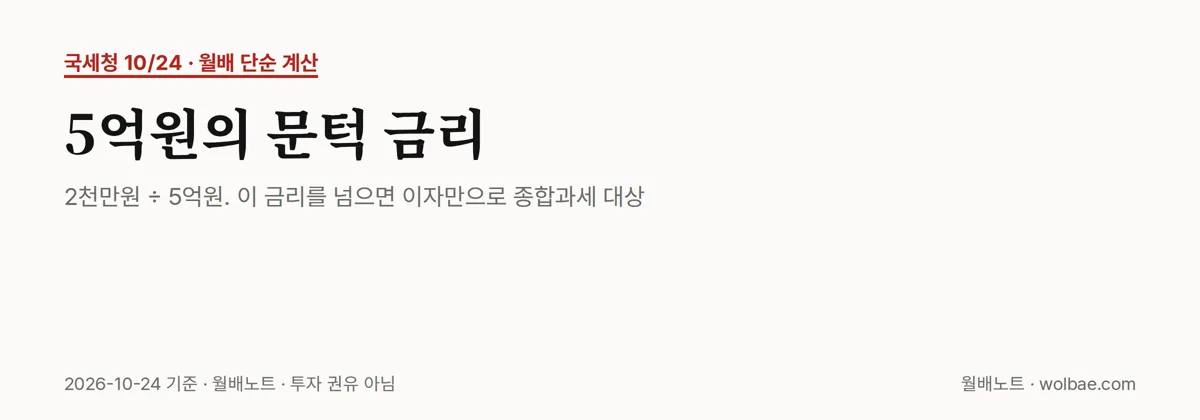 5억원의 문턱 금리
