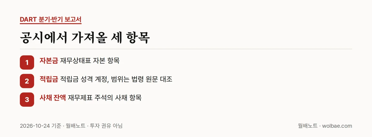 공시에서 가져올 세 항목