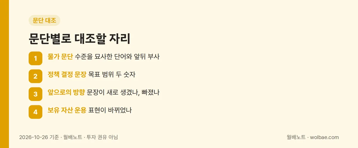 문단별로 대조할 자리