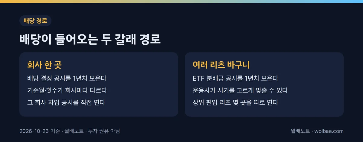 배당이 들어오는 두 갈래 경로